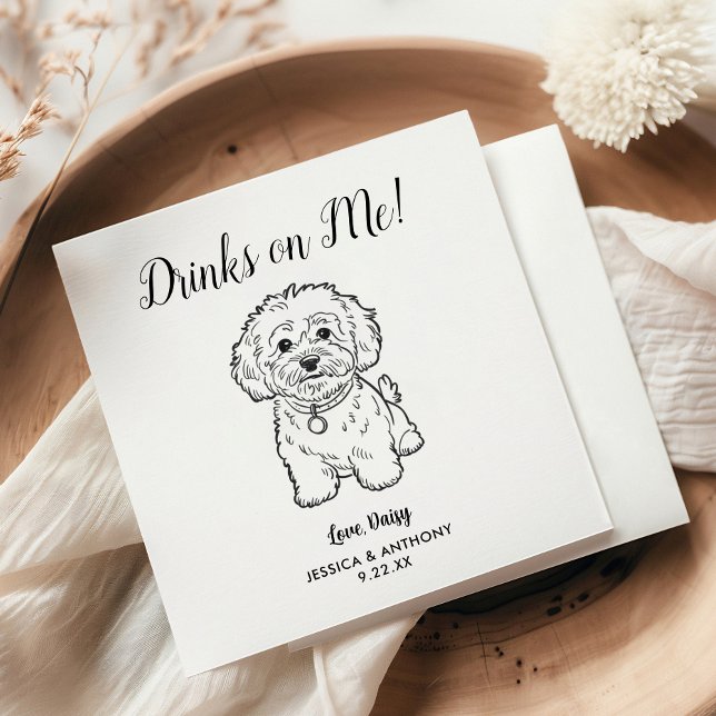 Modern Dog Wedding Cocktail Napkins  (Creator Uploaded)