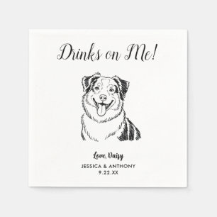 Modern Dog Wedding Cocktail Napkins
