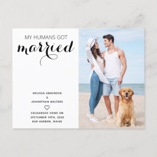 Modern Dog Wedding Just Married Elopement Announcement Postcard