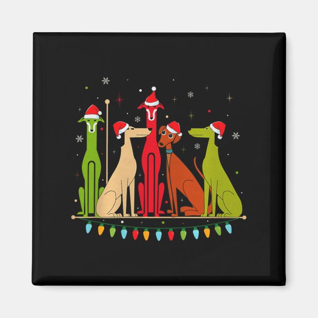 Modern Dogs 60s 70s 80s Style Funny Dogs Christmas Magnet (Front)