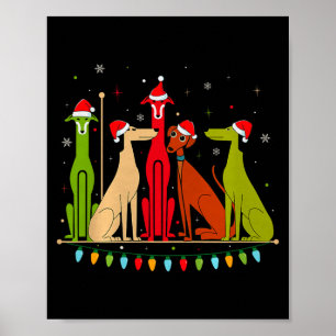 Modern Dogs 60s 70s 80s Style Funny Dogs Christmas Poster