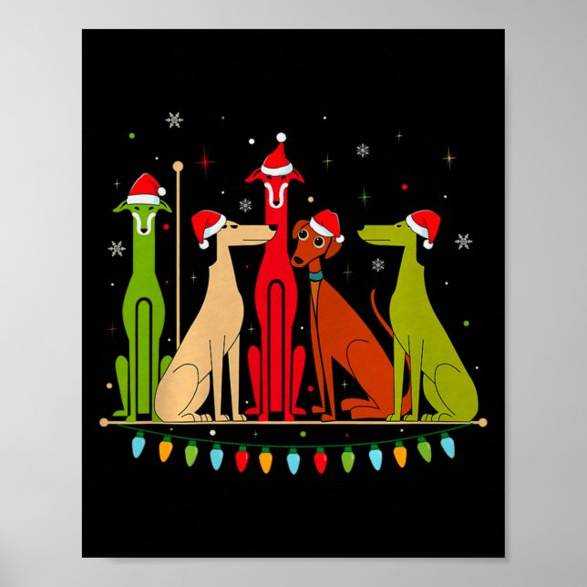 Modern Dogs 60s 70s 80s Style Funny Dogs Christmas Poster (Front)