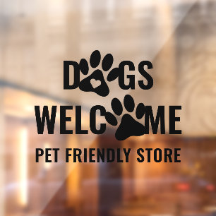 Modern Dogs Welcome Black Pet Paws Storefront