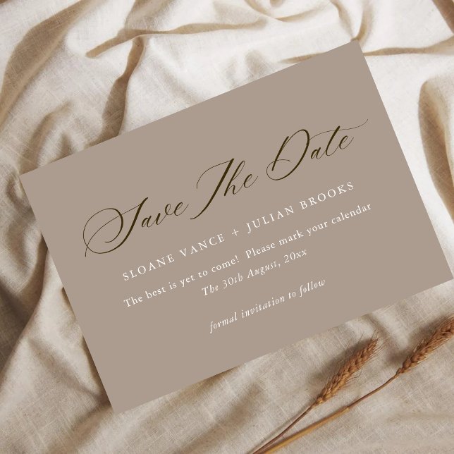 Modern Donkey Brown Typography Save the Date Card  (Creator Uploaded)