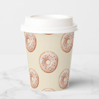 Modern Donuts Pattern With Name or Text Paper Cups