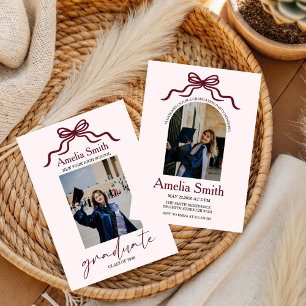 Modern doodle Bow Graduation Class of 2026 Photo Invitation