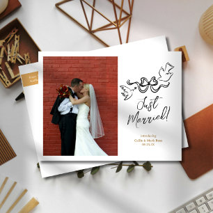 Modern Doodle Elopement Photo Announcement Postcard