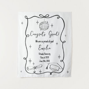 Modern doodle Graduation Welcome Sign Tapestry