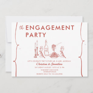 Modern Doodle Whimsical Engagement Party Invitation