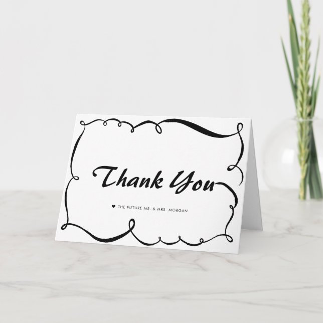 Modern Doodle Whimsical Thank You Cards (Front)