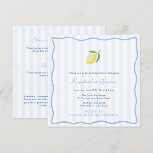 Modern Doodles And Stripes Lemon Bridal Shower Invitation