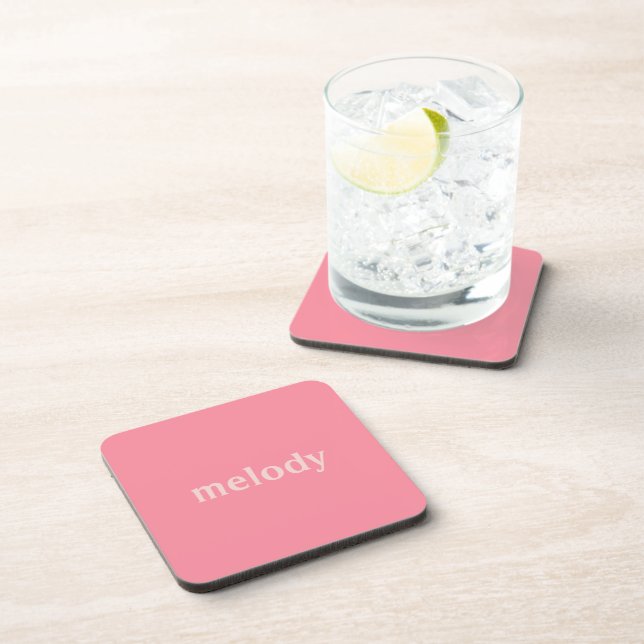 Modern dorm room pink name  coaster (Right Side)