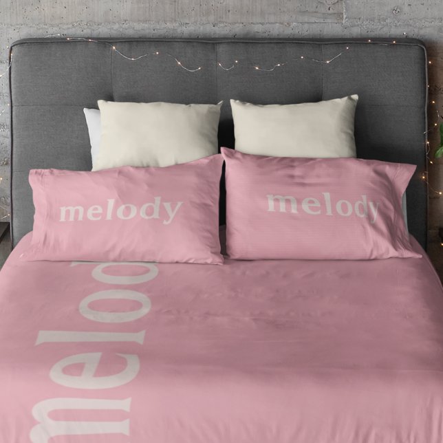 Modern dorm room pink name  pillowcase (Creator Uploaded)