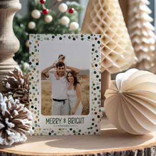 Modern Dot Frame Family Photo Christmas Holiday Card