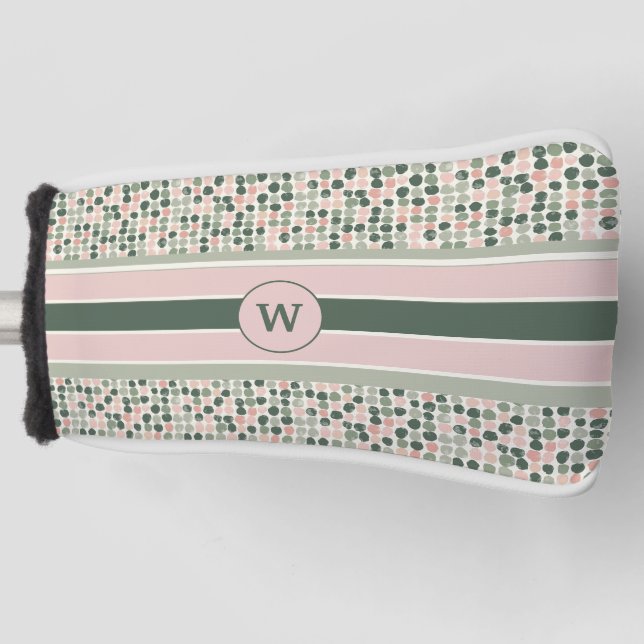 Modern Dot Pattern Monogrammed Golf Head Cover (Front)