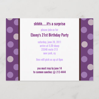 Modern Dot PURPLE 5x7 Party Template Invitation