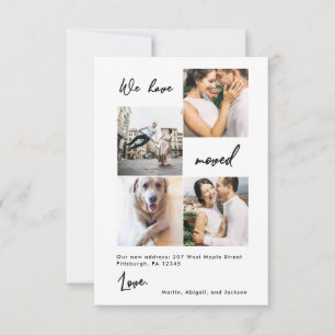 Modern Dots Black Change of Address Photo Thank You Card