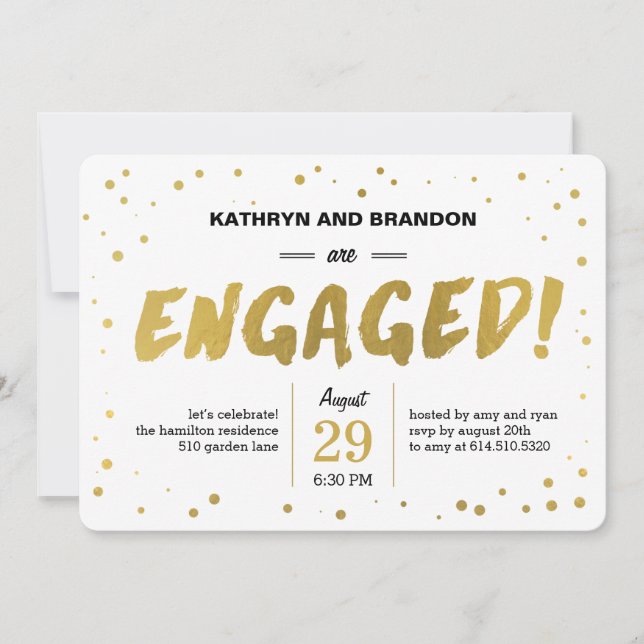 Modern Dots Engagement Party or Shower Invitations (Front)