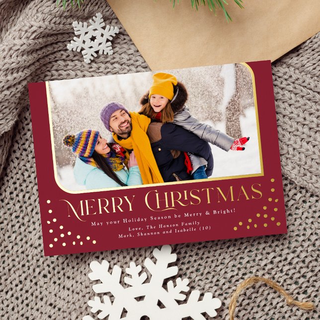 Modern Dots Foil Christmas Photo Card (Creator Uploaded)