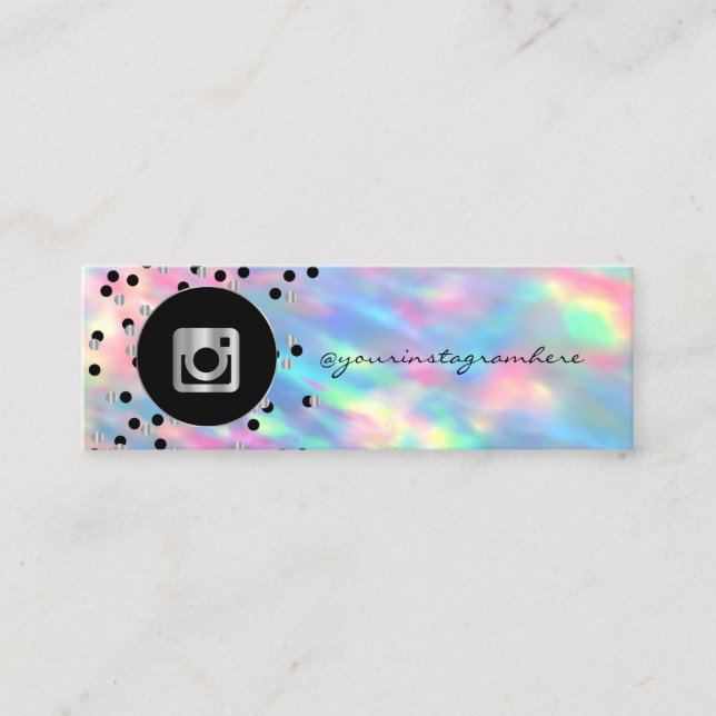Modern Dots,Holographic OpaI Instagram   Mini Business Card (Front)