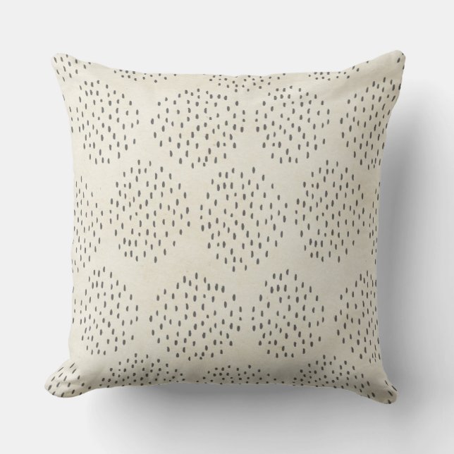 Modern Dots Ivory & Black Tiny Dot Print Cushion (Front)