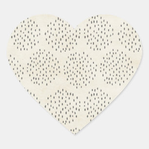 Modern Dots Ivory & Black Tiny Dot Print Heart Sticker