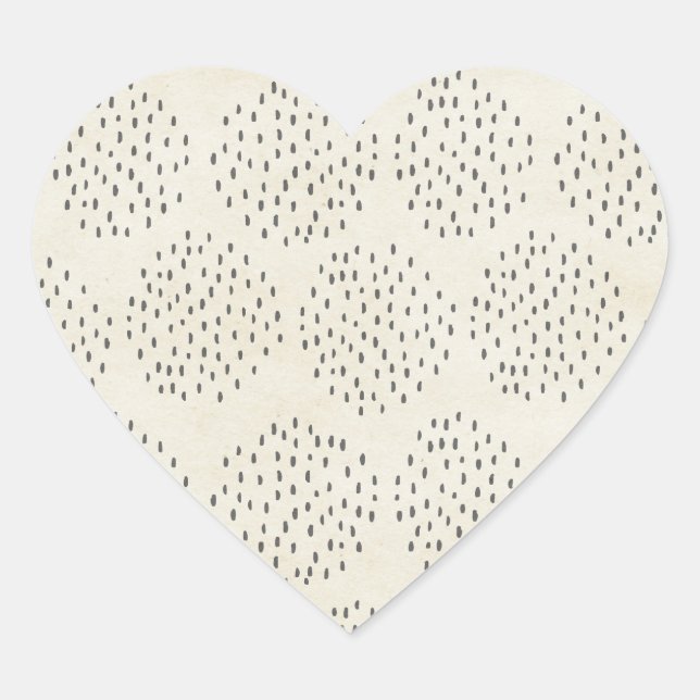 Modern Dots Ivory & Black Tiny Dot Print Heart Sticker (Front)
