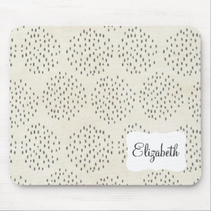 Modern Dots Ivory & Black Tiny Dot Print Mouse Pad