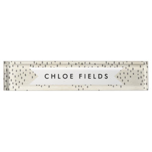 Modern Dots Ivory & Black Tiny Dot Print Nameplate