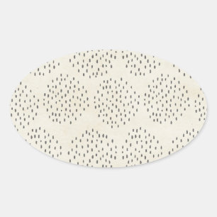 Modern Dots Ivory & Black Tiny Dot Print Oval Sticker