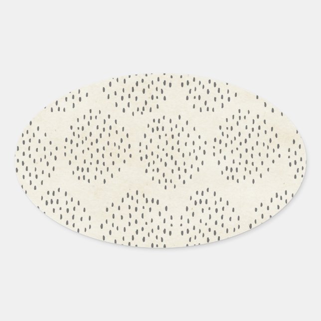 Modern Dots Ivory & Black Tiny Dot Print Oval Sticker (Front)