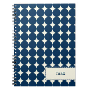 Modern Dots Personalised Notebook - Navy
