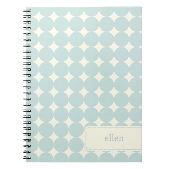 Modern Dots Personalised Notebook - Soft Blue (Front)