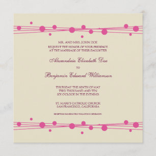 Modern Dots & Straw Wedding Invitation 2 (fuschia)