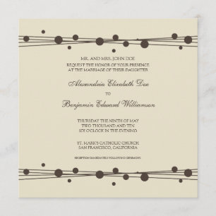 Modern Dots & Straw Wedding Invite 2 (chocolate)