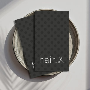 Modern Dotted Black White Scissors Hairstylist Business Card