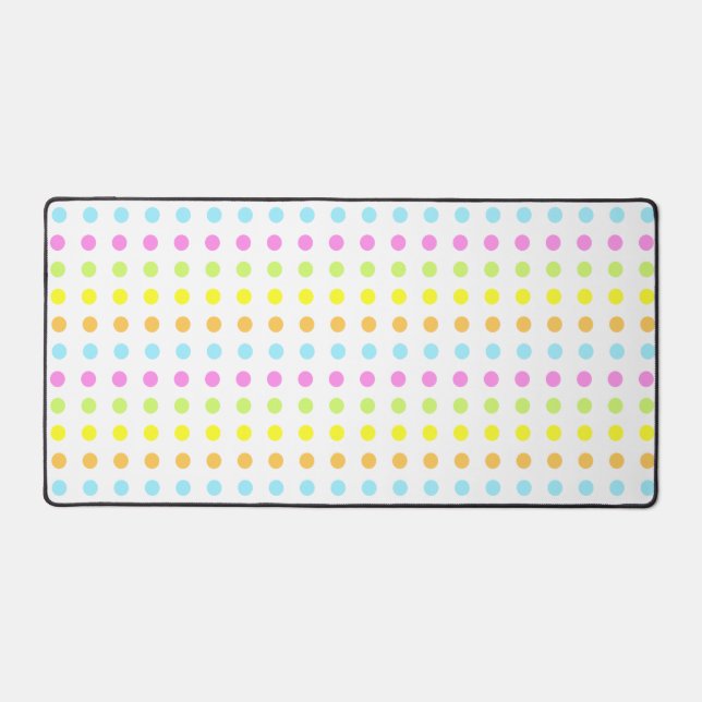 Modern Dotted Stripes on White Desk Mat (Front)