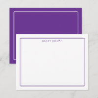 Modern Double Border Purple Stationery