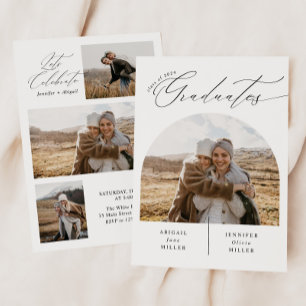 Modern Double Celebration Photo Graduation Party Invitation