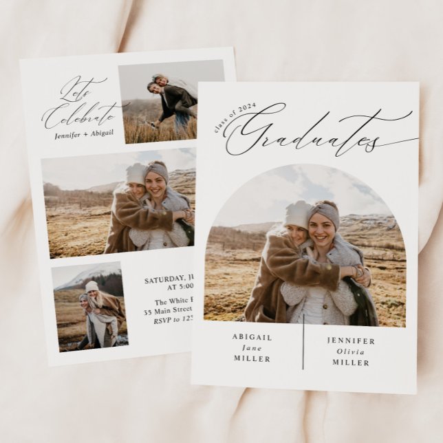 Modern Double Celebration Photo Graduation Party Invitation (Creator Uploaded)