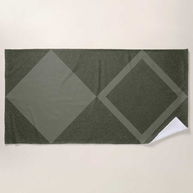 Modern Double Diamond Beach Towel – Moss Green (Front)