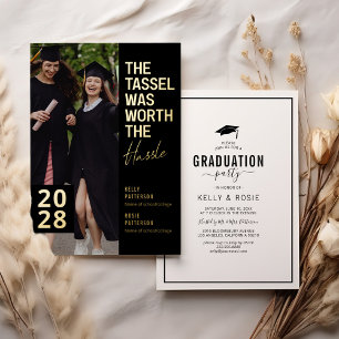 Modern Double Graduation Photo Party Gold