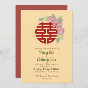 Modern Double Happiness Chinese Wedding Invitation