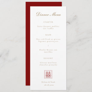 Modern Double Happiness Chinese Wedding Menu  