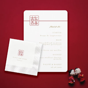 Modern Double Happiness Chinese Wedding Table Napkin