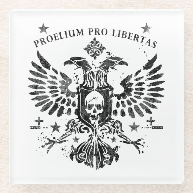 Modern Double Head Eagle Glass Coaster (Front)