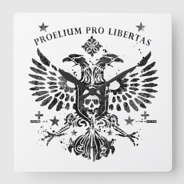 Modern Double Head Eagle Square Wall Clock (Front)