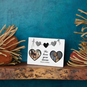Modern Double Heart 2 Photos Love You Mum Plaque