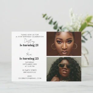 Modern Double Photo Joint Birthday Party Invitation