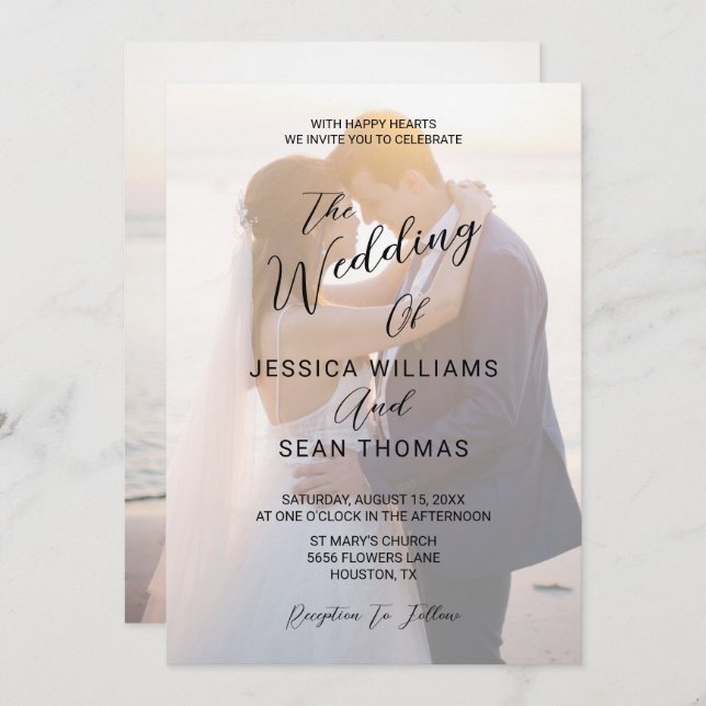 Modern Double Photo Wedding  Invitation (Front/Back)